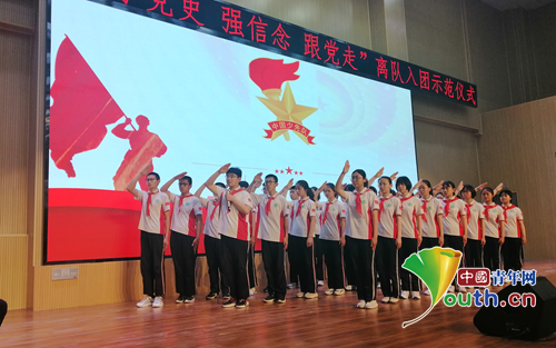 图为向队旗敬礼.通讯员供图